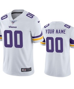 Minnesota Vikings Custom White 100th Season Vapor Limited Jersey - Robokeg