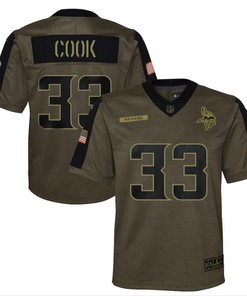 Minnesota Vikings Dalvin Cook 33 Nfl Olive 2021 Salute To Service Game Men Jersey For Vikings Fans - Robokeg