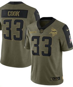 Minnesota Vikings Dalvin Cook 33 Nfl Olive 2021 Salute To Service Player Men Jersey For Vikings Fans - Robokeg