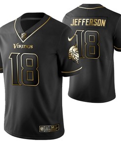 Minnesota Vikings Justin Jefferson 18 2021 Nfl Golden Brandedition Black Jersey Gift For Vikings Fans - Robokeg