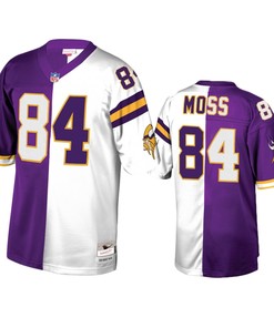 Minnesota Vikings Randy Moss Purple White Retired Player Split Jersey - Robokeg