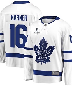 Mitchell Marner 16 Toronto Maple Leafs Stanley Cup 2023 Playoffs Patch Away Breakaway Men Jersey - White - Robokeg