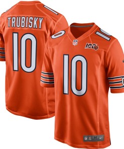 Mitchell Trubisky Chicago Bears Nike 100th Season Game Jersey - Orange - Robokeg
