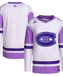 Montreal Canadiens Adidas Hockey Fights Cancer Primegreen Authentic Blank Practice Jersey - White/purple Nhl - Robokeg