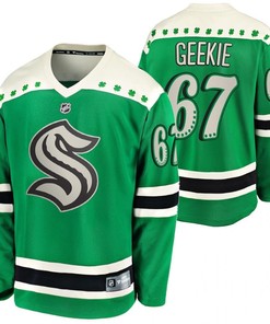 Morgan Geekie 67 Seattle Kraken Green 2022 St. Patrick Jersey Jersey - Robokeg