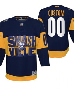 Nashville Predators 00 Custom 2022 Stadium Series Youth Navy Primegreen Jersey Jersey - Robokeg