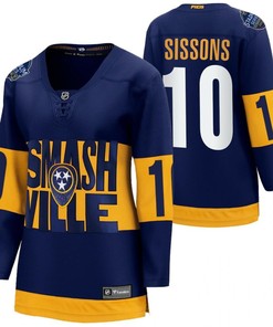 Nashville Predators 10 Colton Sissons 2022 Stadium Series Women Navy Jersey Jersey - Robokeg