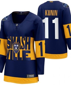 Nashville Predators 11 Luke Kunin 2022 Stadium Series Women Navy Jersey Jersey - Robokeg