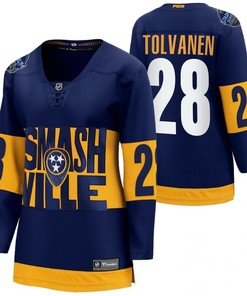 Nashville Predators 28 Eeli Tolvanen 2022 Stadium Series Women Navy Jersey Jersey - Robokeg