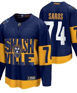 Nashville Predators 74 Juuse Saros 2022 Stadium Series Navy Jersey Jersey - Robokeg