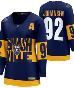 Nashville Predators 92 Ryan Johansen 2022 Stadium Series Women Navy Jersey Jersey - Robokeg