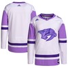 Nashville Predators Adidas Hockey Fights Cancer Primegreen Authentic Blank Practice Jersey - White/purple Nhl - Robokeg