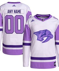 Nashville Predators Adidas Hockey Fights Cancer Primegreen Authentic Custom Jersey - White/purple Custom Jerseys Nhl - Robokeg
