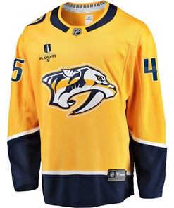 Nashville Predators Alexandre Carrier 45 Home 2022 Stanley Cup Playoffs Breakaway Men Jersey - Gold - Robokeg