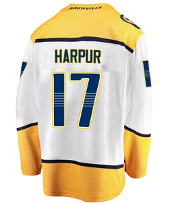 Nashville Predators Ben Harpur 17 Away 2022 Stanley Cup Playoffs Breakaway Men Jersey - White - Robokeg