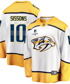 Nashville Predators Colton Sissons 10 Away 2022 Stanley Cup Playoffs Breakaway Men Jersey - White - Robokeg