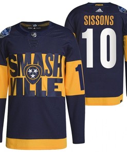 Nashville Predators Colton Sissons 2022 Stadium Series Navy 10 Jersey Primegreen Jersey - Robokeg