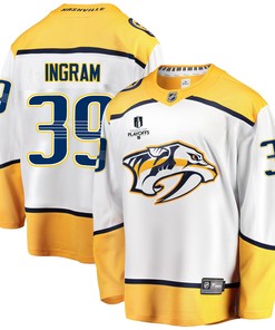 Nashville Predators Connor Ingram 39 Away 2022 Stanley Cup Playoffs Breakaway Men Jersey - White - Robokeg