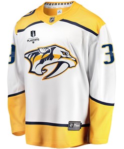 Nashville Predators Connor Ingram 39 Away 2022 Stanley Cup Playoffs Breakaway Men Jersey - White - Robokeg