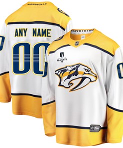 Nashville Predators Custom Away 2022 Stanley Cup Playoffs Breakaway Men Jersey - White - Robokeg