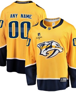 Nashville Predators Custom Home 2022 Stanley Cup Playoffs Breakaway Men Jersey - Gold - Robokeg