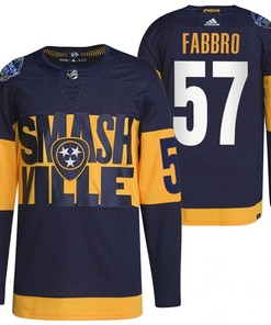 Nashville Predators Dante Fabbro 2022 Stadium Series Navy 57 Jersey Primegreen Jersey - Robokeg