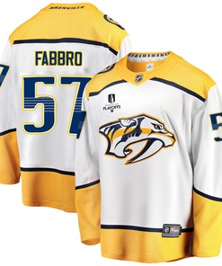 Nashville Predators Dante Fabbro 57 Away 2022 Stanley Cup Playoffs Breakaway Men Jersey - White - Robokeg