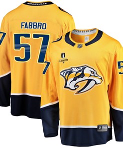 Nashville Predators Dante Fabbro 57 Home 2022 Stanley Cup Playoffs Breakaway Men Jersey - Gold - Robokeg
