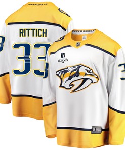 Nashville Predators David Rittich 33 Away 2022 Stanley Cup Playoffs Breakaway Men Jersey - White - Robokeg
