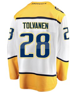 Nashville Predators Eeli Tolvanen 28 Away 2022 Stanley Cup Playoffs Breakaway Men Jersey - White - Robokeg