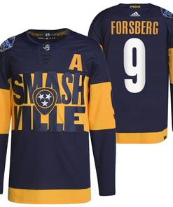 Nashville Predators Filip Forsberg 2022 Stadium Series Navy 9 Jersey Primegreen Jersey - Robokeg