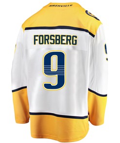 Nashville Predators Filip Forsberg 9 Away 2022 Stanley Cup Playoffs Breakaway Men Jersey - White - Robokeg