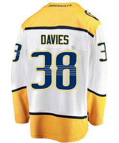 Nashville Predators Jeremy Davies 38 Away 2022 Stanley Cup Playoffs Breakaway Men Jersey - White - Robokeg