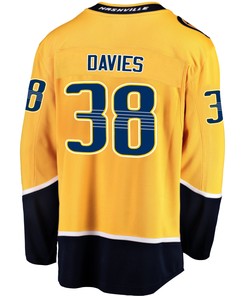 Nashville Predators Jeremy Davies 38 Home 2022 Stanley Cup Playoffs Breakaway Men Jersey - Gold - Robokeg