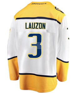 Nashville Predators Jeremy Lauzon 3 Away 2022 Stanley Cup Playoffs Breakaway Men Jersey - White - Robokeg
