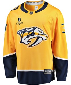 Nashville Predators Jeremy Lauzon 3 Home 2022 Stanley Cup Playoffs Breakaway Men Jersey - Gold - Robokeg