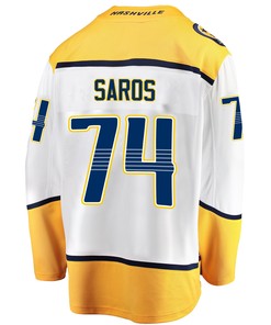 Nashville Predators Juuse Saros 74 Away 2022 Stanley Cup Playoffs Breakaway Men Jersey - White - Robokeg