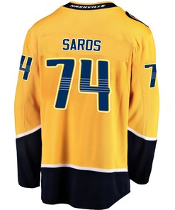 Nashville Predators Juuse Saros 74 Home 2022 Stanley Cup Playoffs Breakaway Men Jersey - Gold - Robokeg