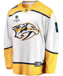 Nashville Predators Luke Kunin 11 Away 2022 Stanley Cup Playoffs Breakaway Men Jersey - White - Robokeg