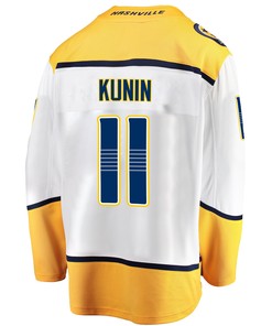 Nashville Predators Luke Kunin 11 Away 2022 Stanley Cup Playoffs Breakaway Men Jersey - White - Robokeg