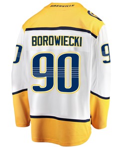 Nashville Predators Mark Borowiecki 90 Away 2022 Stanley Cup Playoffs Breakaway Men Jersey - White - Robokeg