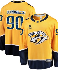 Nashville Predators Mark Borowiecki 90 Home 2022 Stanley Cup Playoffs Breakaway Men Jersey - Gold - Robokeg