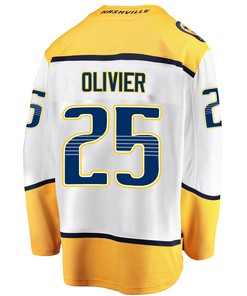 Nashville Predators Mathieu Olivier 25 Away 2022 Stanley Cup Playoffs Breakaway Men Jersey - White - Robokeg