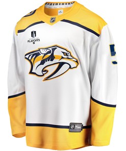 Nashville Predators Matt Benning 5 Away 2022 Stanley Cup Playoffs Breakaway Men Jersey - White - Robokeg