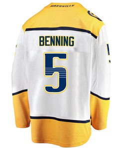 Nashville Predators Matt Benning 5 Away 2022 Stanley Cup Playoffs Breakaway Men Jersey - White - Robokeg