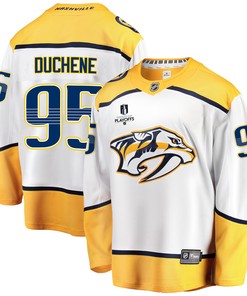 Nashville Predators Matt Duchene 95 Away 2022 Stanley Cup Playoffs Breakaway Men Jersey - White - Robokeg