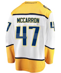 Nashville Predators Michael McCarron 47 Away 2022 Stanley Cup Playoffs Breakaway Men Jersey - White - Robokeg