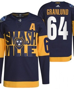 Nashville Predators Mikael Granlund 2022 Stadium Series Navy 64 Jersey Primegreen Jersey - Robokeg