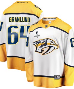 Nashville Predators Mikael Granlund 64 Away 2022 Stanley Cup Playoffs Breakaway Men Jersey - White - Robokeg