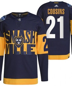 Nashville Predators Nick Cousins 2022 Stadium Series Navy 21 Jersey Primegreen Jersey - Robokeg